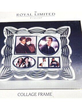 Vintage 1995 Royal Limited Lead Crystal Collage Picture Frame 4 Openings Czech